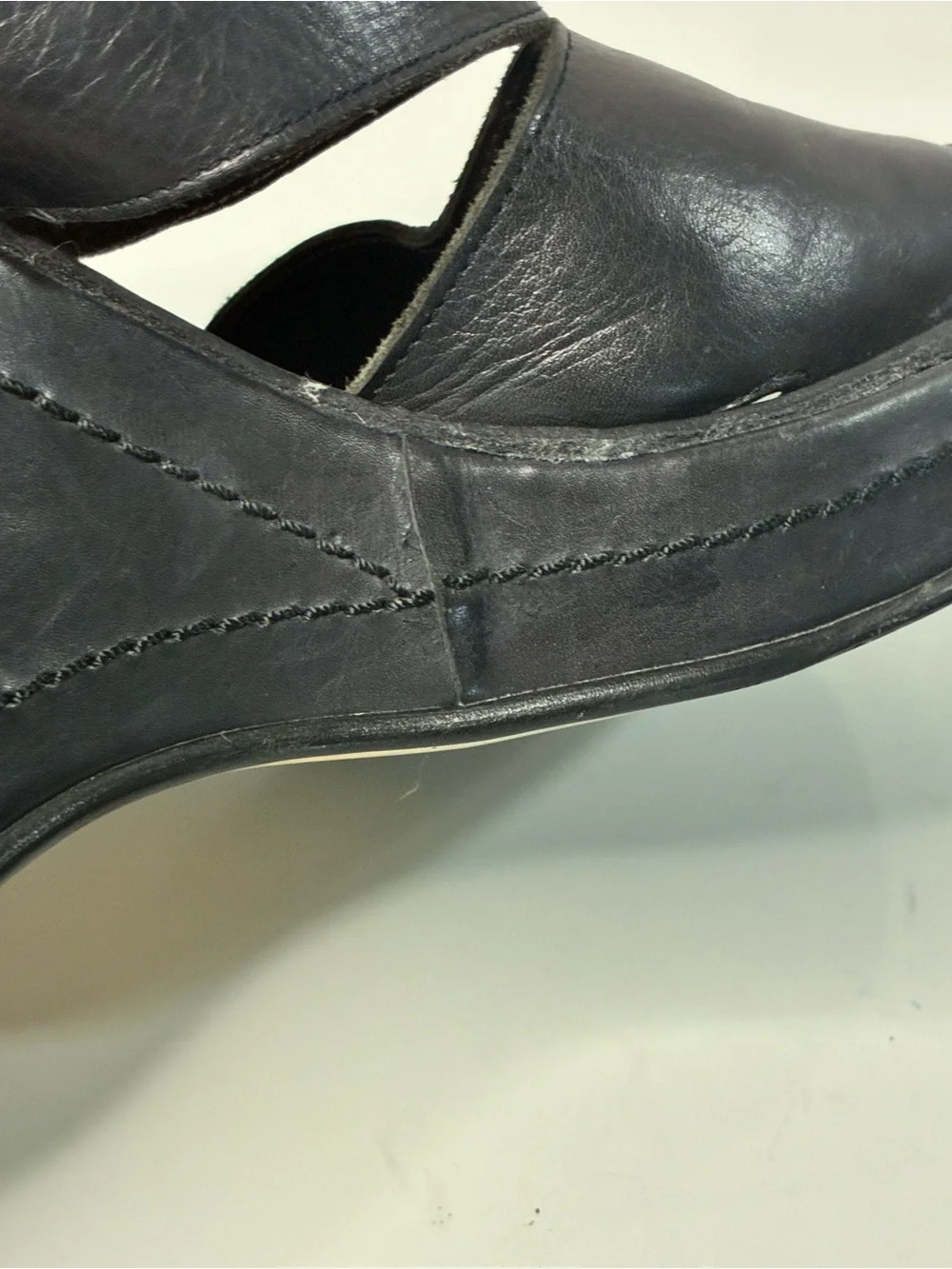VTG Privilege Paris 40 Women’s 90s Black Leather Platform Wedge Slide Sandals